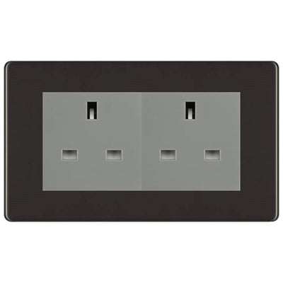 BG Screwless Black Nickel 4 Gang 13A Unswitched Socket - FBN4GUSSG by British General (BG-FBN4GUSSG)