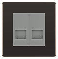 BG Screwless Black Nickel Double RJ11 Telephone Socket FBNRJ112 - Grey Insert