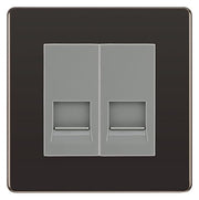 BG Screwless Black Nickel Double RJ11 Telephone Socket FBNRJ112 - Grey Insert by British General (BG-FBNRJ112G)