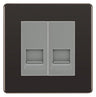 BG Screwless Black Nickel Double RJ11 Telephone Socket FBNRJ112 - Grey Insert by British General (BG-FBNRJ112G)