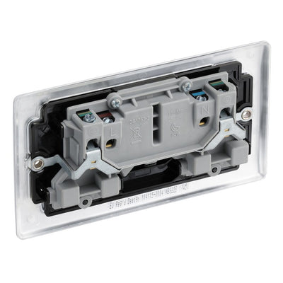 BG Nexus Metal Brushed Steel 13A Double Socket NBS22B with 25mm Steel Back Box