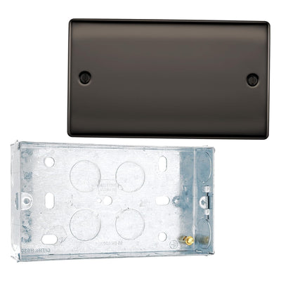 BG Nexus Black Nickel Double Blank Plate NBN95 and 25mm Steel Back Box by British General (BG-NBN95+HGS04)