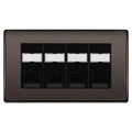 BG Nexus Black Nickel 4 Gang RJ45 Cat5e Data Socket Black Inserts