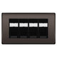 BG Nexus Black Nickel 4 Gang RJ45 Cat5e Data Socket Black Inserts