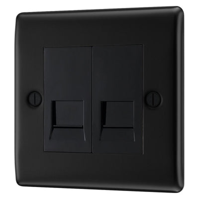BG Nexus Matt Black Double Master Telephone Socket NFBBTM2 with 25mm Steel Back Box