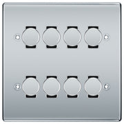 BG Polished Chrome 8 Gang Trailing Edge LED Dimmer Light Switch 2 Way Custom Switch by British General (NEXUS-PC-8G-CUSTOM-8xDIMMER-2Way)