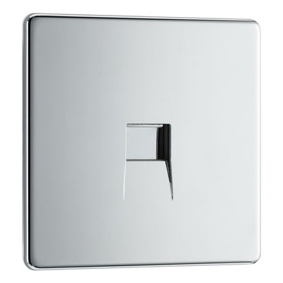BG Screwless Polished Chrome 1 Gang Secondary Telephone Socket FPCBTS1 with 25mm Steel Back Box