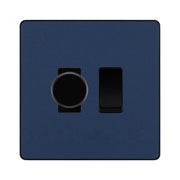 BG Evolve Matt Blue 2 Gang Switch 1x Trailing Edge LED Dimmer 1x Intermediate Grid Switch by British General (BG-Evolve-DB-2G-CUSTOM-1x-Dimmer-1x-INT)