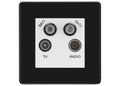 BG Screwless Matt Black TV/FM/2x SAT Quadplex Socket – White Insert