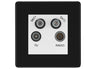 BG Screwless Matt Black TV/FM/2x SAT Quadplex Socket – White Insert by British General (BG-FFBTVFMSAT2W)