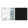 BG Nexus Matt Black 20A 16AX 2-Way Triple Light Switch NFB43 with 35mm Steel Back Box