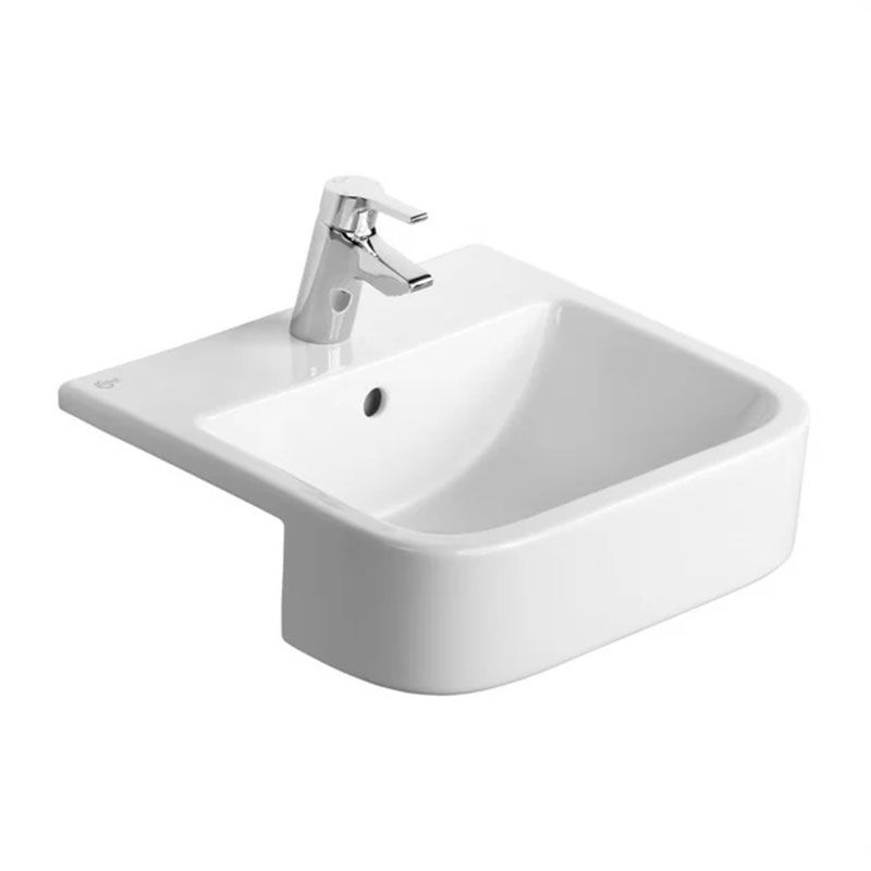 Ideal Standard Concept 500mm Semi-Recessed Basin With Overflow - White - E310201