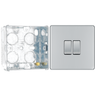 BG Screwless Polished Chrome 20A 16AX 2 Way Double Light Switch FPC42 with 35mm Steel Back Box