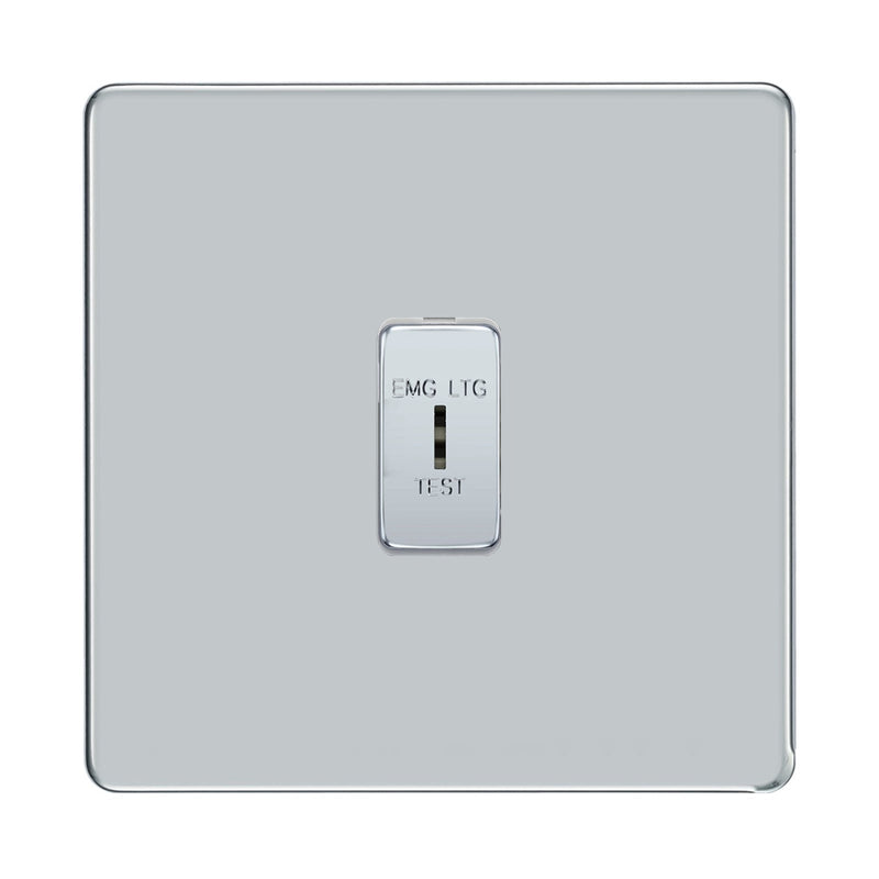 BG Screwless Polished Chrome 1G 2 Way SP Emergency Light Test Key Grid Switch