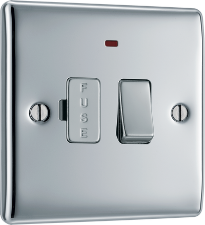Newlec British General NPC52 Nexus Metal Polished Chrome 13A Neon Switched Fused Spur Unit
