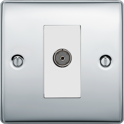 BG NPC62 Nexus Metal Polished Chrome 1 Gang Isolated Co-Axial Socket