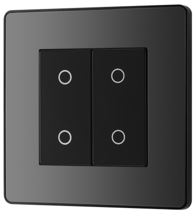 BG Evolve Black Chrome Screwless Switches & Sockets Black Inserts Full Range