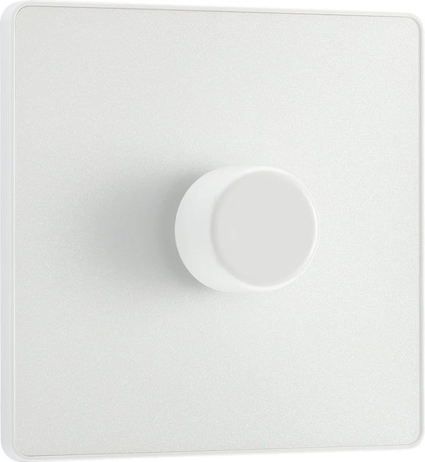 BG PCDCL81W Pearlescent White Evolve 1 Gang 200W Intelligent Trailing Edge Dimmer Switch - White Insert