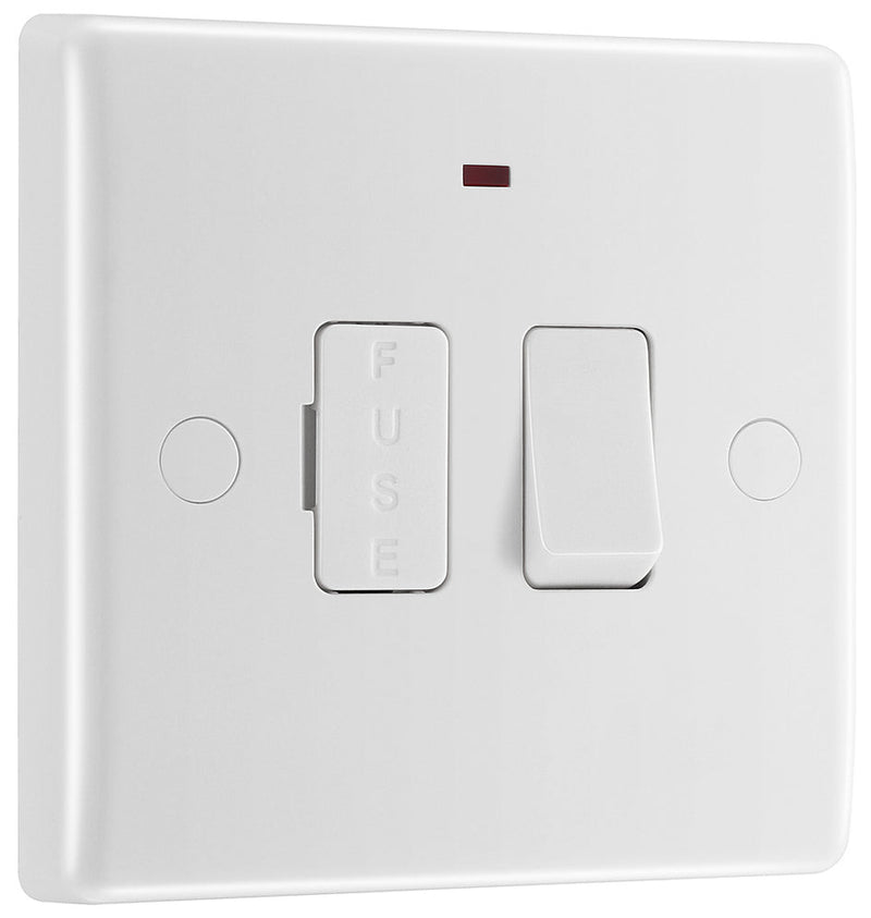 BG 853 Moulded Round Edge | White | 13A 2 Pole Flex Outlet Neon Switched Fused Connection Unit