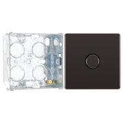 BG Screwless Black Nickel 200W 2 Way Single Trailing Edge Dimmer Switch FBN81 with 35mm Steel Back Box by British General