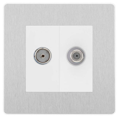 BG Evolve Brushed Steel TV & Satellite Socket PCDBSTVSATW