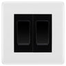 BG White Moulded 2-Gang Light Switch 1x 2-Way + 1x Intermediate – Black Inserts by British General (BG-Nexus-WM-2G-Combo-1x INT-1x 2WAY SP)