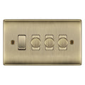 BG Antique Brass 4 Gang Switch 3x Trailing Edge LED Dimmer 1x 2 Way Custom Grid