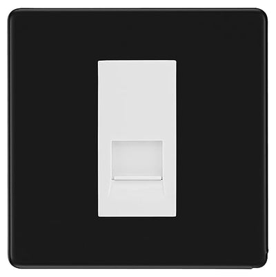 BG Screwless Matt Black Single RJ11 Telephone Socket FFBRJ111 - White Insert by British General (BG-FFBRJ111W)