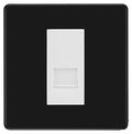 BG Screwless Matt Black Single RJ11 Telephone Socket FFBRJ111 - White Insert