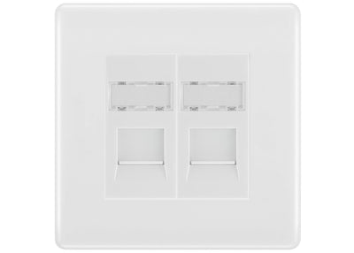 BG Nexus White Moulded 2 Gang RJ45 Data Socket NWMRJ452W White Inserts by British General (BG-NWMRJ452W)
