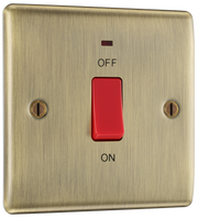 BG NAB74 Nexus Metal Antique Brass 45A 2 Pole Neon Cooker Switch by British General (BG-NAB74-Shopify-SA_1)