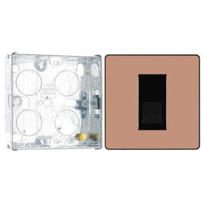 BG Evolve Polished Copper 1 Gang Secondary Telephone Outlet PCDCPBTS1B with 25mm Steel Back Box
