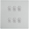 BG Brushed Steel Screwless Flat Plate 6 Gang Trailing Edge LED Dimmer Light Switch 2 Way Custom Switch