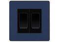 BG Electrical Evolve Matt Blue 2-Gang Light Switch 1x 2-Way + 1x Intermediate – Black Inserts