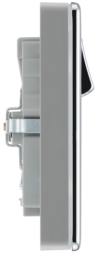 BG FPC22U3G Nexus Screwless Flat-Plate Double Switched Plug Socket Polished Chrome Grey Insert 2 USB 3.1A
