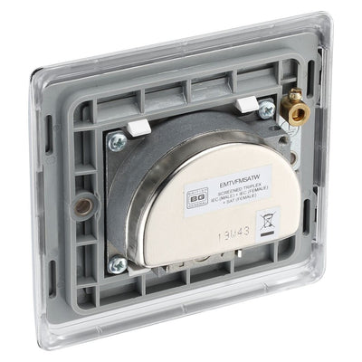 BG Nexus Polished Chrome Triplex TV/FM/Sat Socket NPC67 with 35mm Steel Back Box