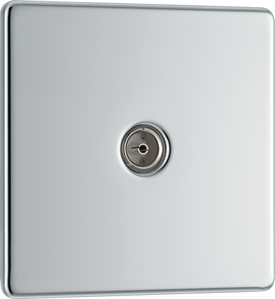 Newlec British General FPC60 Nexus Flatplate Screwless Polished Chrome 1 Gang Coaxial TV Socket