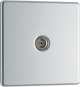 Newlec British General FPC60 Nexus Flatplate Screwless Polished Chrome 1 Gang Coaxial TV Socket