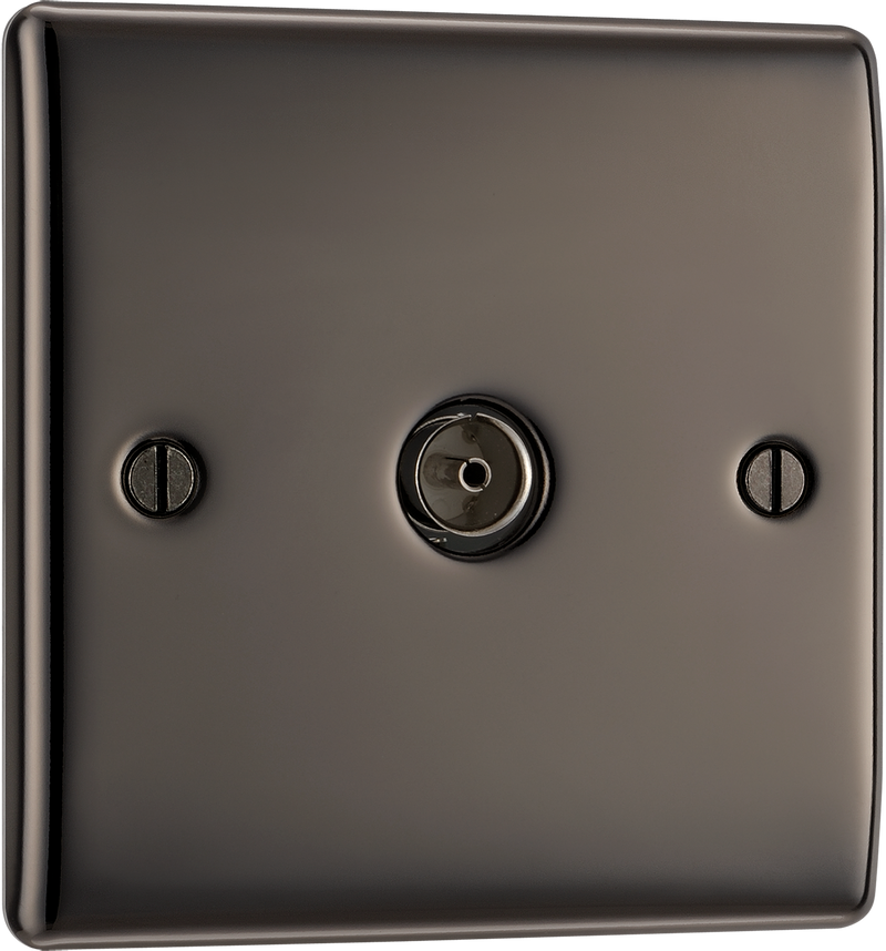 BG NBN60 Nexus Metal Black Nickel 1 Gang Co-Axial Socket