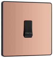 BG Evolve PCDCP14B Polished Copper 10AX 1 Way Press Switch - Black Insert