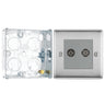 BG Nexus Brushed Steel Double Isolated Co-Axial Socket NBS63 with 25mm Steel Back Box by British General (BG-NBS63+HGS02)