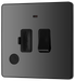 PCDBC52B Front - This Evolve Black Chrome 13A fused and switched connection unit from British General with power indicator provides an outlet from the mains containing the fuse, ideal for spur circuits and hardwired appliances.