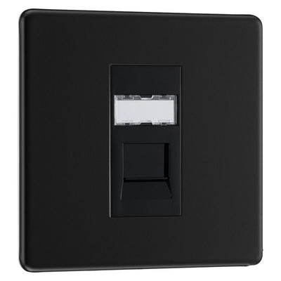 BG Screwless Matt Black RJ45 Single Telephone Socket FFBRJ451 with 25mm Steel Back Box