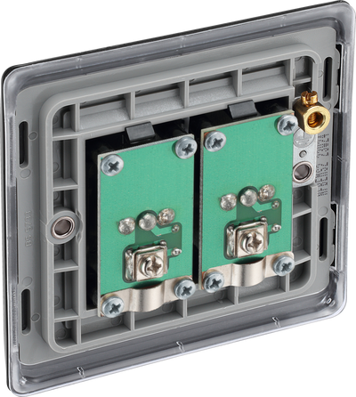 BG NFB63 Nexus Metal Matt Black Isolated Double TV Aerial Socket - Black Insert