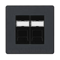 BG Evolve Matt Grey 2 Gang RJ45 Data Socket PCDMGRJ452B Black Inserts