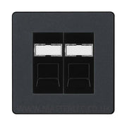 BG Evolve Matt Grey 2 Gang RJ45 Data Socket PCDMGRJ452B Black Inserts by British Genera (BG-PCDMGRJ452B)