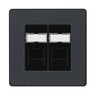 BG Evolve Matt Grey 2 Gang RJ45 Data Socket PCDMGRJ452B Black Inserts by British Genera (BG-PCDMGRJ452B)