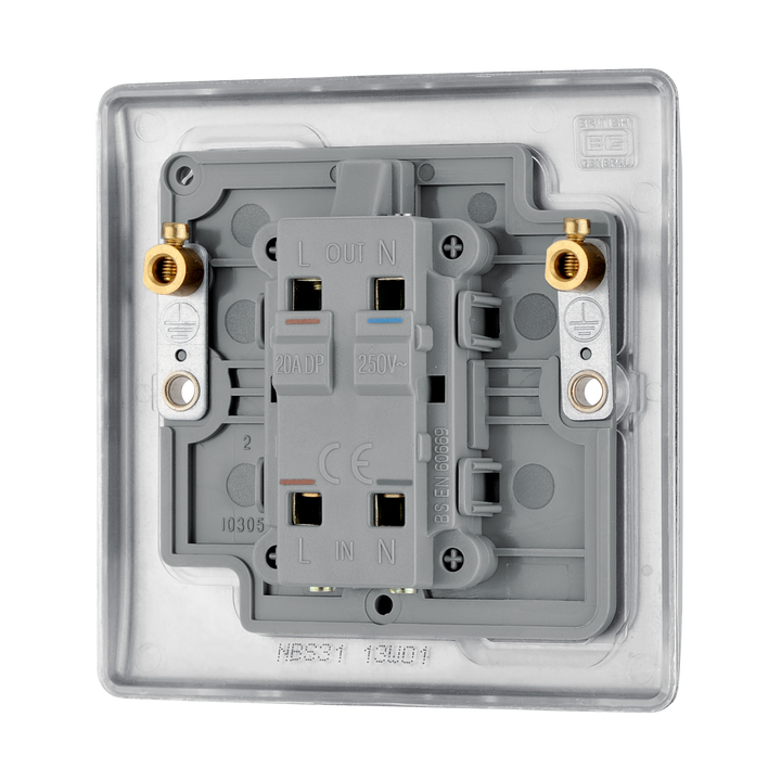 NBS31 Back - This 20A double pole switch with indicator from British General has been designed for the connection of refrigerators water heaters, central heating boilers and many other fixed appliances.