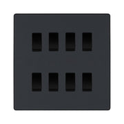 BG Evolve Matt Grey 8 Gang Intermediate Custom Grid Light Switch with Back Box by British General (BG-Evolve-MG-8G-CUSTOM-8x INT SWITCH)