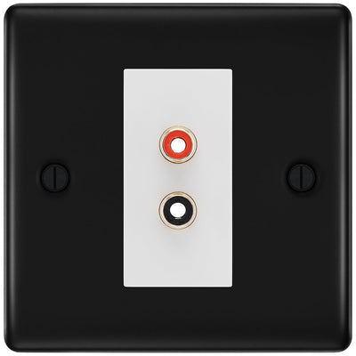 BG Nexus Matt Black Euro Module RCA X 2 Outlet NFBRCA2W by British General (BG-NFBRCA2W)